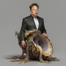 full body picure of slimy mollusk as elon musk!!!, anthropomorphic character, drool, concept art, intricate, elegant, highly detailed, digital painting, artstation, wallpaper, smooth, sharp focus, illustration, art by giger and artgerm and greg rutkowski and alphonse mucha
