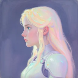 side profile painted portrait by thomas blackshear, imogen poots as space templar, gloomhaven, luminescent, pastel colors, by craig mullins, greg manchess, raymond swanland, anders zorn, by bayard wu, huang guangjian, greg rutkowski, jesper ejsing