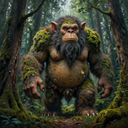 a beautiful hyperrealistic painting of a forest troll by peter mohrbacher, ancient mossy wood, gigantic, octane render, brilliantly coloured, intricate, ultra wide angle, trending on artstation, dusk, volumetric lighting, polished, micro details, ray tracing, 8 k - s 1 7 4 4 5 1 8 2 7 1 ]