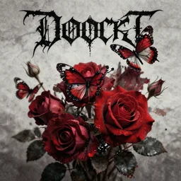 Butterflies and roses, album cover, doom metal, no logo