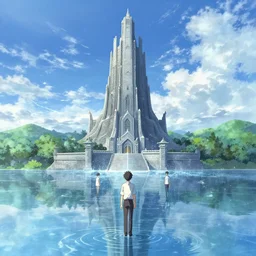 anime water temple, hyper realistic, straight lines 8k hdr pixiv dslr photo by Makoto Shinkai ilya kuvshinov and Wojtek Fus, digital art, concept art,