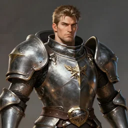 realistic full face portrait, 30 year old man :: athletic, metal cuirass, majestic, authority :: high detail, digital art, RPG, concept art, illustration
