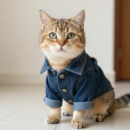 photo of a cat wearing jeans