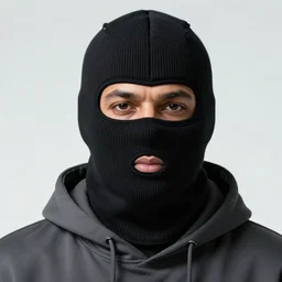 a highly detailed headshot portrait of a man wearing a balaclava with a hoodie, concept art