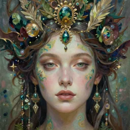 portrait of beautiful nature goddess unusual beauty, esoteric, ornamental, head in focus, fantasy art, nature aesthetics, intricate, elegant, highly detailed hyperrealistic painting, artstation, concept art, painterly, sharp focus, illustration, art by masha kurbatova