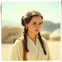 film still of emma watson as princess leia organa in star wars, polaroid, photography, film, kodak