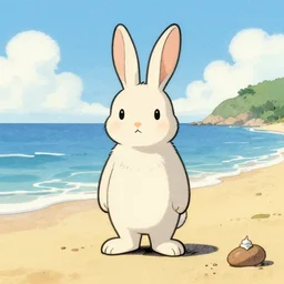 a anthropomorphic rabbit at the beach by Artgerm and Greg Staples and Greg Rutkowski