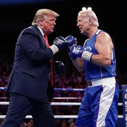 live photograph footage of donald trump having a boxing match against joe biden