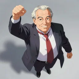 Rudy Giuliani in Akira (1988) anime movie, powerful floating, highly detailed