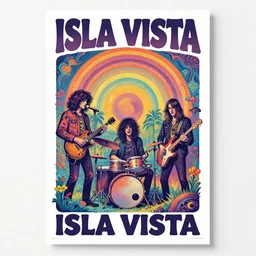 A psychedelic poster for a band called Isla Vista by Wes Wilson