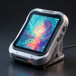 new high tech, futuristic, artifcial intelligence device that creates digital art. high detailed prototype, 3 d, octane render