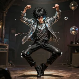 detailed, sharp, Siddhartha dancing to disco song by Junji Ito. featured on artstation, HD, 8K, highly detailed, good lighting, masterpiece.