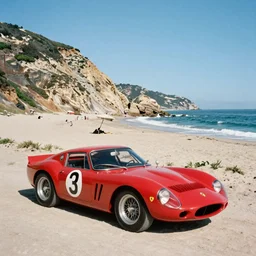 cinematography of Ferrari 250 GTO series 2 on El Matador State Beach by Emmanuel Lubezki