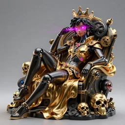 full-body rococo and cyberpunk style neon statue of a young attractive Brazilian macho dotado e rico android sim roupa reclining con piroca dura leite, glowing magenta laser eyes, prince crown of black gears, onyx, swirling gold-colored silk fabric. futuristic elements. full-length view. space robots. human skulls. intricate artwork by caravaggio. Trending on artstation, octane render, cinematic lighting from the right, hyper realism, octane render, 8k, depth of field, 3D