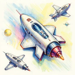 vivid colors spaceship sketches