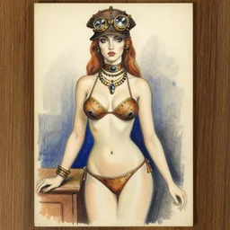 steampunk girl in bikini drawn by picasso