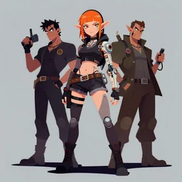 a polished vectorgraphic celshaded ultrawide angle fullbody portrait shot of a elf hacker girl with mechanic implants by jeral tidwell feat dracko velasco and beastwreck. inspired by paul lewin and clogtwo. lowbrow shadowrun cartoon graffity style reminds to chris dyer and cantwo kopak. overpainted and stylized by subjekt zero.