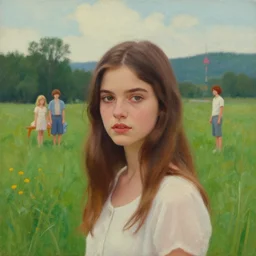 a beautiful scenic painting of a beautiful young woman that looks like ana de armis by artgerm and wlop and wes anderson and spike jonze