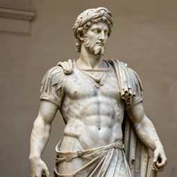 roman statue of a muscular man wearing a turban, roman god statue, hd photograph
