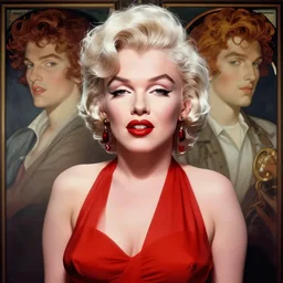 symmetry!!!!!! beautiful anime marilyn monroe close portrait, wearing a red dress, ultra detailed, elegant, soft, expressive real eyes, anime, dynamic lighting, digital art, digital painting, artstation, wlop, sharp focus, illustration, art by artgerm and greg rutkowski and alphonse mucha, 8 k