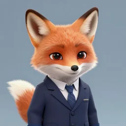 digital art of a cute fox wearing a suit