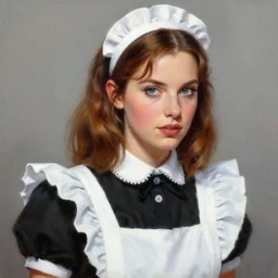 detailed painting of zooey channel wearing a maid outfit, 8 k, by greg rutkowski, artgerm, global illumination