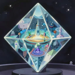 a painting of inside the glass prism ; a beyond - dimensional fantasy world, in a screenshot from the science fiction anime film