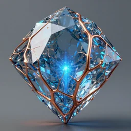 beautiful concept art of a diamond filled with copper veins, blue translucent resin, bioluminescent, ultra realistic, ultra detailed, masterpiece by mc escher and hr giger, 8 k octane render, ambient diffusion, subsurface scattering, trending on artstation, cgstudio