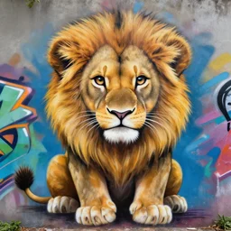 cute lion cub as graffiti art on a canvas by lee, spray paint, cinematic, high detail, hyperrealism, photo realistic, masterpiece, centered, trending on artstation