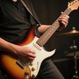 a steak playing an electric guitar