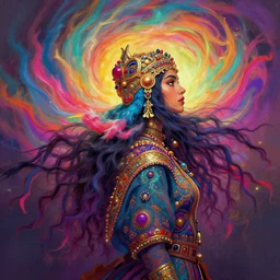 side - profile painted portrait, maya ali as a wind mage, fantastically gaudy colors, octane render, bastion, matte painting concept art, official fanart behance hd artstation by jesper ejsing, by rhads and makoto shinkai and lois van baarle and ilya kuvshinov and rossdraws