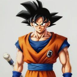 a beautiful painting of goku drawn by aleksander rostov, disco elysium