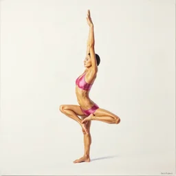 isometric of a woman doing virabhadrasana by shusei nagaoka kaws, david rudnick, airbrush on canvas, pastell colors, cell shaded