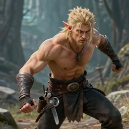 4k still of a ripped athletic halfling in combat