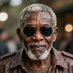 incredibly realistic, too detailed portrait of a caricature of the very old african dictator with sunglasses, centered portrait, octane render, bump mapping, global illumination, unreal engine 5, 8 k, bokeh, d & d digital art, mark ryden, rob gonsalves