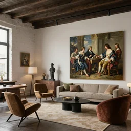 a beautiful loft apartment designed by mark mills and nathaniel owings - key lighting, soft lights, by steve hanks, by edgar maxence, by caravaggio, by michael whelan, by delacroix, by serov valentin, by tarkovsky, 8 k render, detailed, oil on canvas