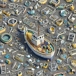 isometric 3 d lowpoly rendering of a boat, octane rendering, cgsociety, trending on artstation