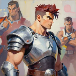 greg manchess portrait painting of partially armored guile from street fighter as overwatch character, medium shot, asymmetrical, profile picture, organic painting, sunny day, matte painting, bold shapes, hard edges, street art, trending on artstation, by huang guangjian and gil elvgren and ross tran