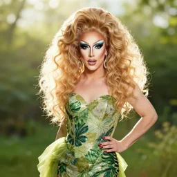 gorgeous nature - themed drag queen. studio photography, backlighting, depth of field, 4 k, inspiring