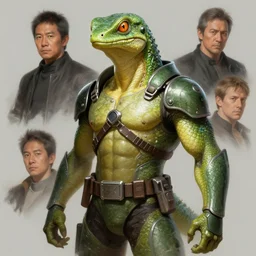 character concept portrait, lizard man. digital painting, concept art, smooth, sharp focus, illustration, from metal gear, by ruan jia and mandy jurgens and william - adolphe bouguereau, artgerm