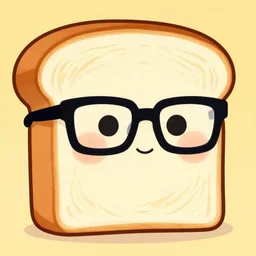 epic illustration of bread toast character, with black eyeglasses