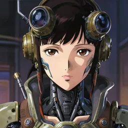 headshot of dieselpunk female android, kyoto animation still, finely illustrated face, intricately detailed features, digital painting, makoto shinkai, painted by ilya kuvshinov and katsura masakazu and alphonse mucha and satoshi kon