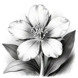 detailed black and white botanical illustration, stella alpina flower, fine art