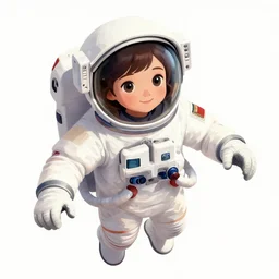 ( ( dither ) ) illustrated portrait of a young astronaut girl floating in space, colorful, ( ( mads berg ) ), christopher balaskas, detailed, dynamic pose, light blue filter, grainy shading, high contrast, dark tint, halftone shaded, anime poster shading, face by studio ghibli, makoto shinkai