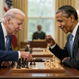 joe biden playing a game of chess with obama , 4k , 8k