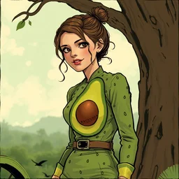 emma watson in a avocado suit, funny vintage comic by greg rutkowski