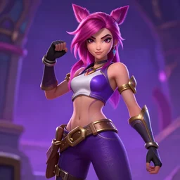 still of pretty Xayah (League of Legends) in KDA More music video. 3d render, octane render, game art, realistic, highly detailed, trending on artstation, 4k, trending on artstation, pixar, cgsociety, unreal engine 5, redshift render, trending on artstation, blender, behance, cg