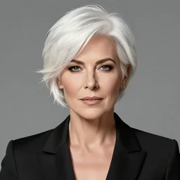 portrait of a woman with short white hair, medium shot, illustration, highly detailed, high quality, by george perez