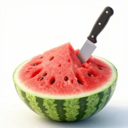 a watermelon pierced through by a knife, detailed render, 8k, cgsociety