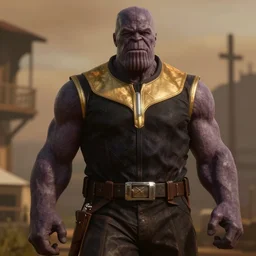 Film still of Thanos in Red Dead Redemption 2 (2018 video game)